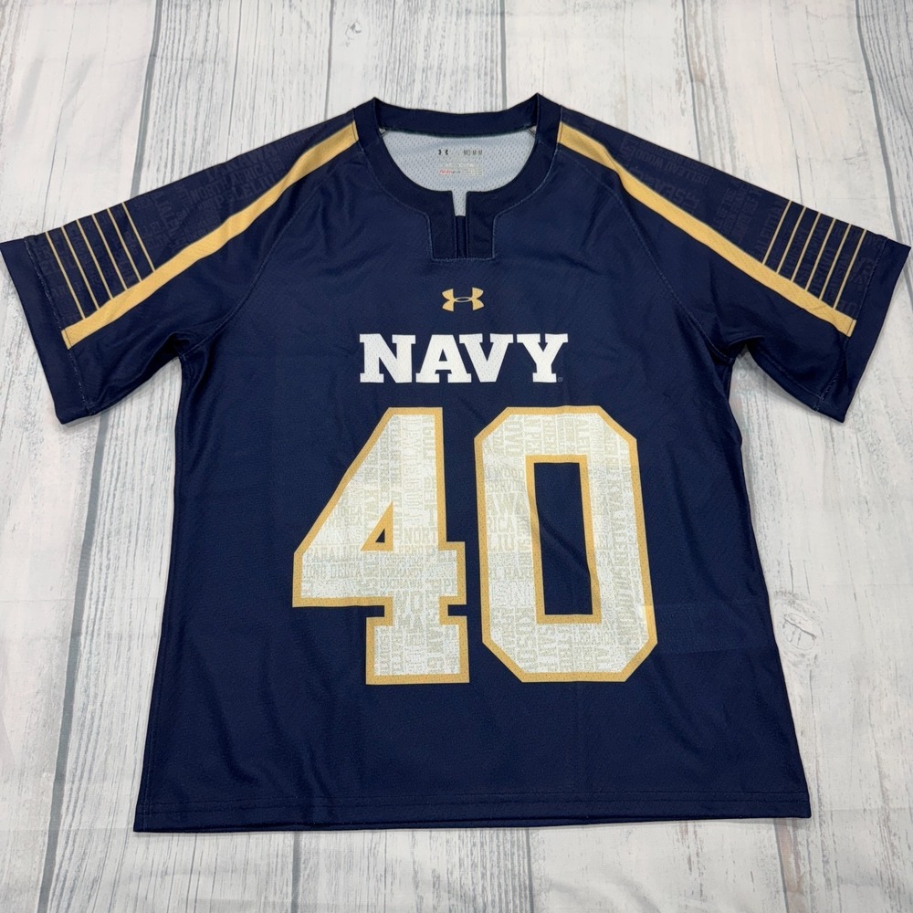 NWOT Navy Midshipmen Under Armour Football Jersey M Blue #40 UA College‎ Mens